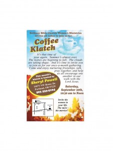 Coffee Klatch, September 2014 FB flyer